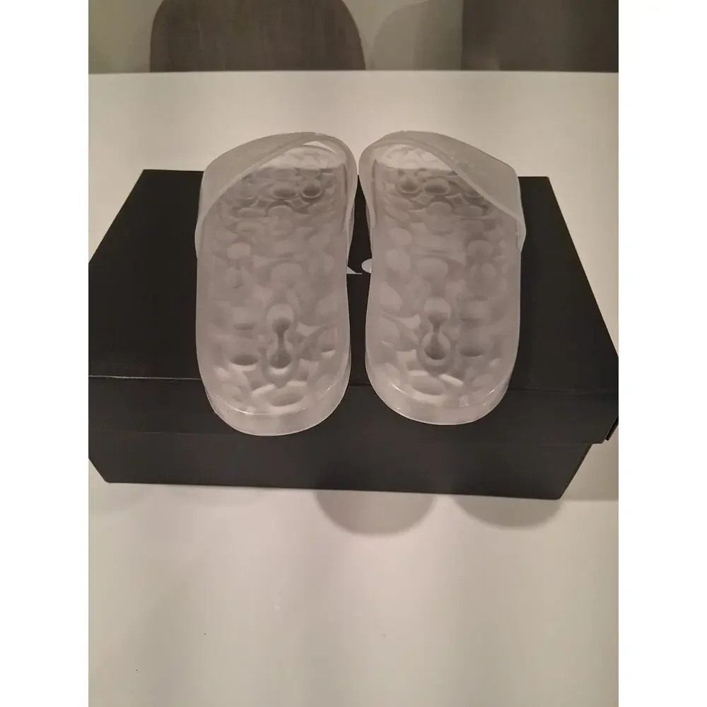 New Coach Ulyssa Rubber Slides Clear Transparent Monogram Sandals Women’s Size 9